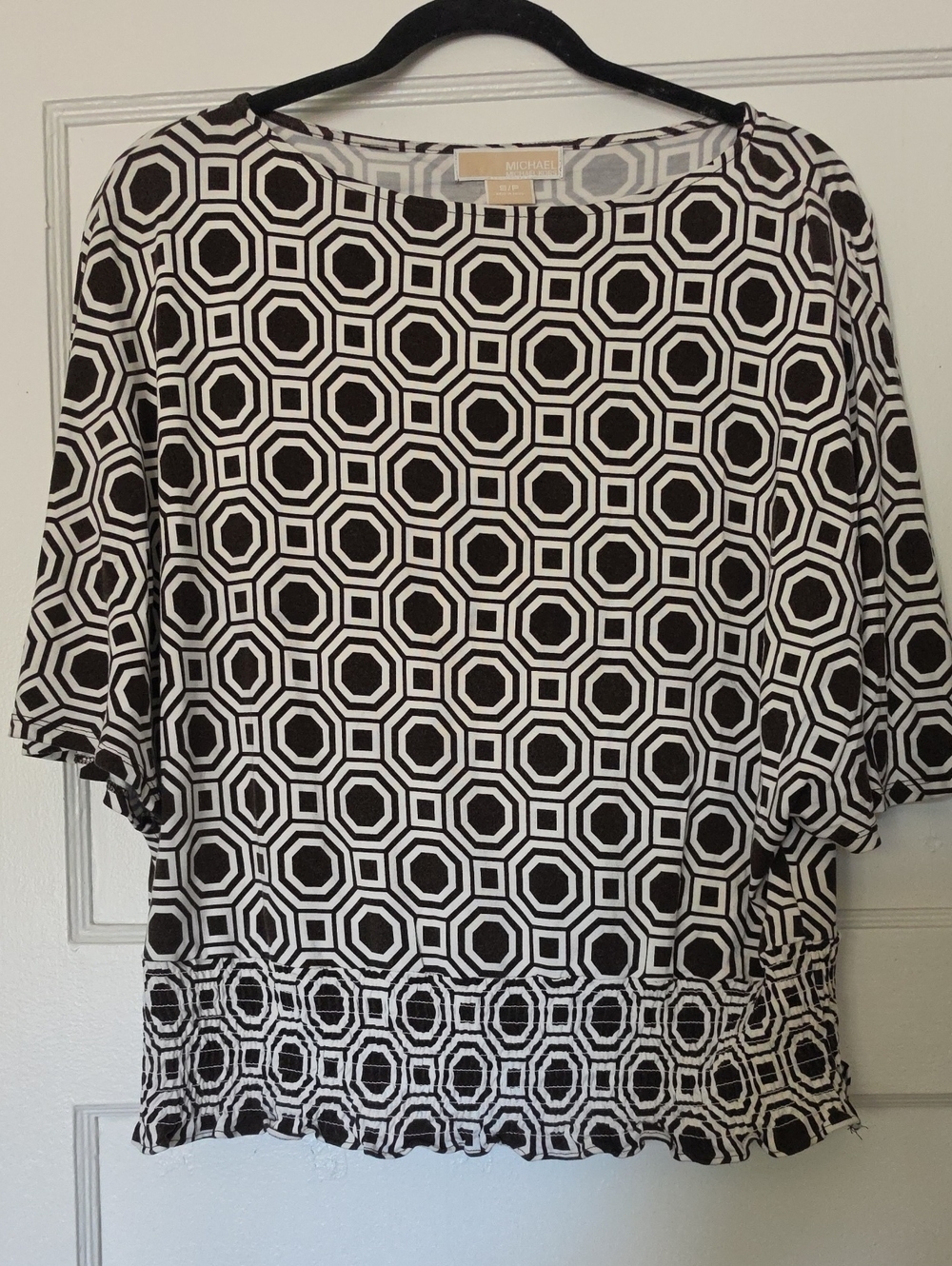 MICHAEL Michael Kors Brown & White Geometric Boxy Top